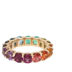 Meticulously Multi-Color Sapphire 14K (18K Custom) Gold Eternity Ring
