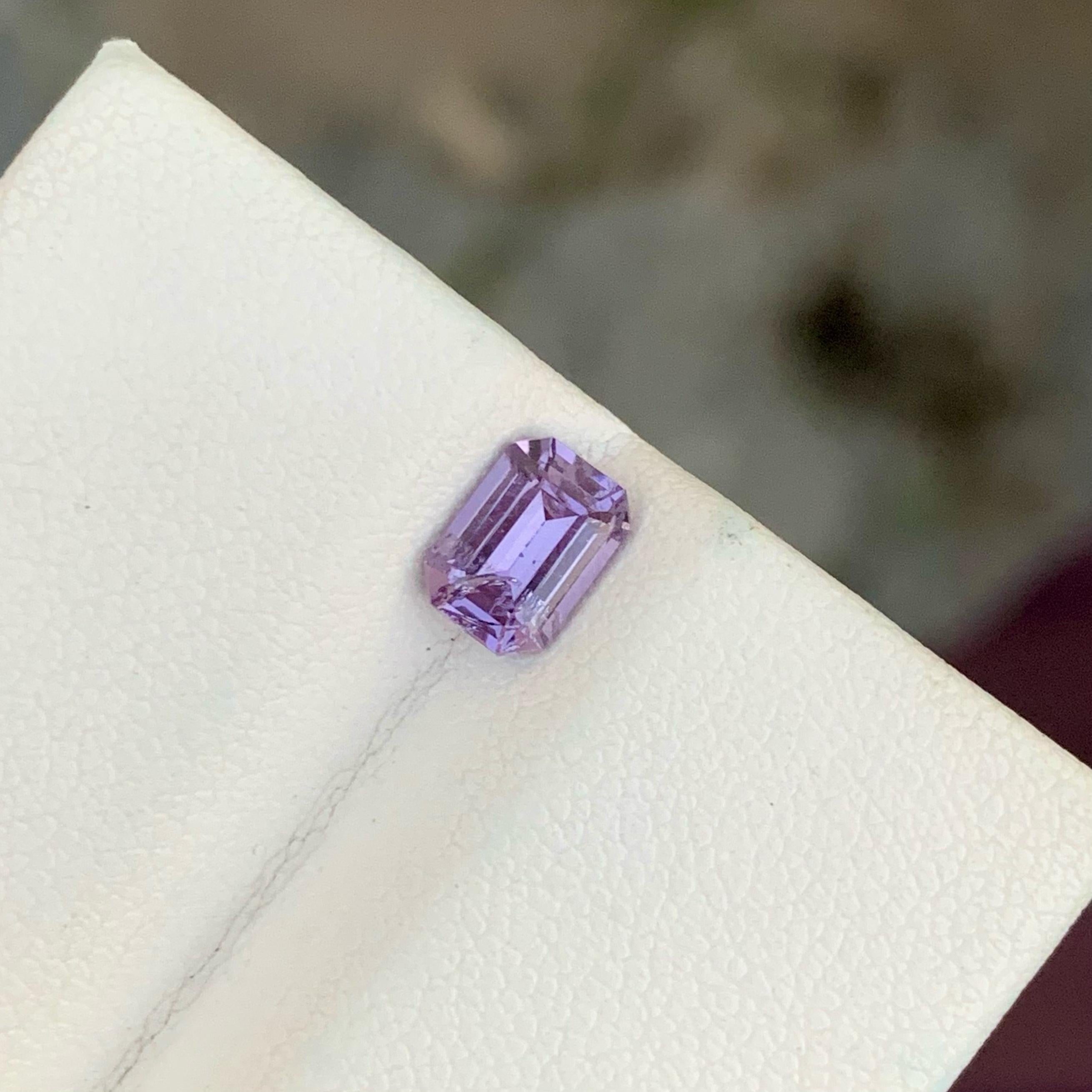 Modern Meticulously Purple Hued Spinel 1.05 carats Emerald Cut Natural Brumes Gemstone For Sale