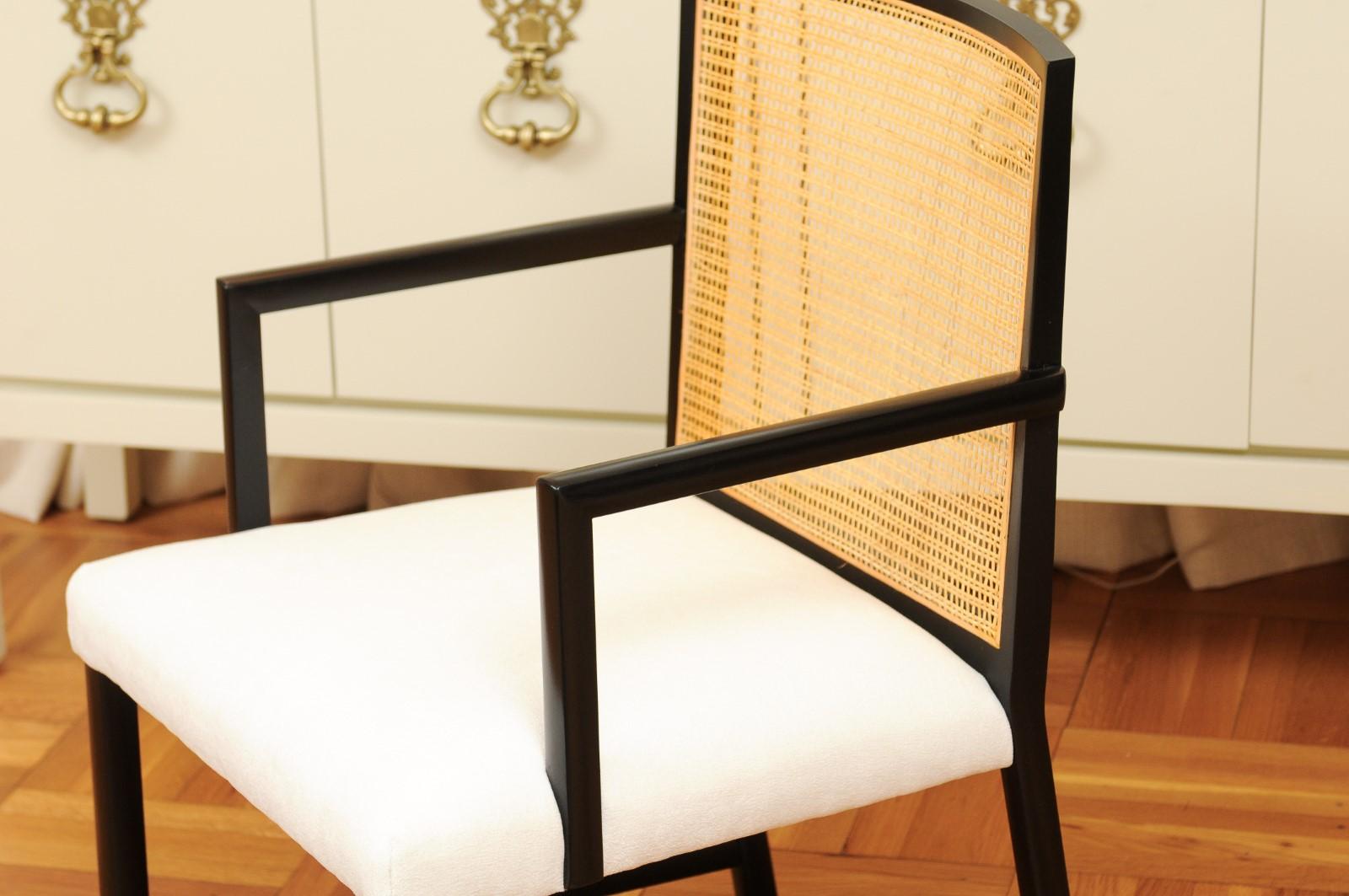 Meticulously Restored Set of 12 Cane Arm Dining Chairs by Michael Taylor, 1960 For Sale 9