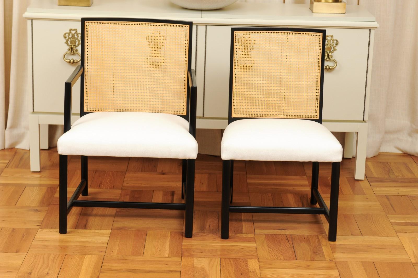 Set von 12 Esszimmerstühlen aus Schilfrohr von Michael Taylor, um 1960, sorgfältig restauriert im Angebot 6