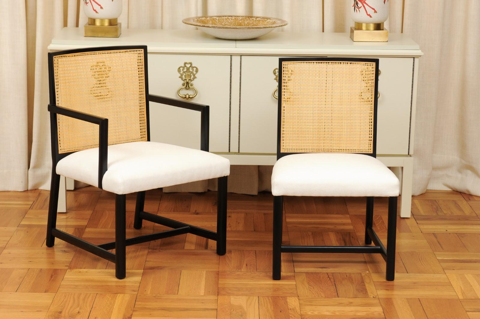 These magnificent dining chairs are shipped as professionally photographed and described in the listing narrative: meticulously professionally restored and completely installation ready.  This large set is unique on the World market. Expert custom
