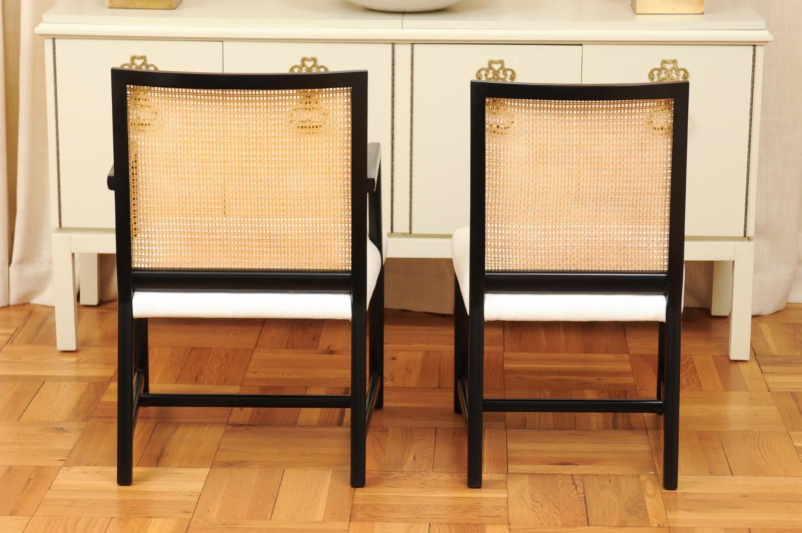 Set von 12 Esszimmerstühlen aus Schilfrohr von Michael Taylor, um 1960, sorgfältig restauriert im Angebot 2