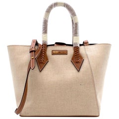 Metier Perriand Medium Natural Linen with Cognac Bag