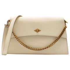 Metier White Roma Shoulder Bag in Smooth Calfskin 30cm