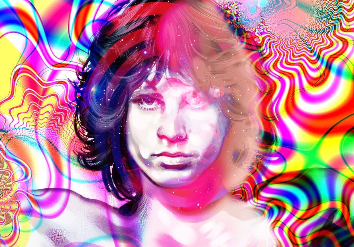 Jim Morrison imited edition print of 10 art high profile personally signed 2019 - Art by Metin Salih