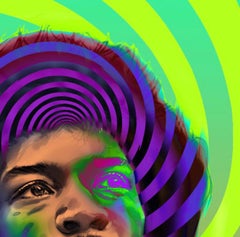 Jimi Hendrix original 3d moving image artwork pexi glass unique signed colourful