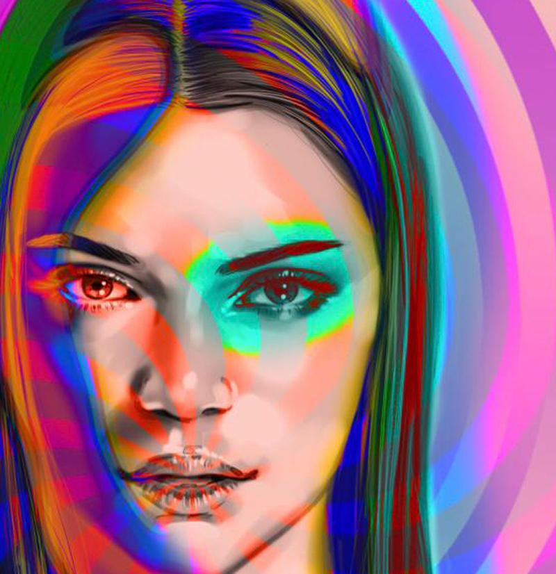 Kendall Jenner imited edition print of 10 art high profile personally signed  - Pop Art Mixed Media Art by Metin Salih