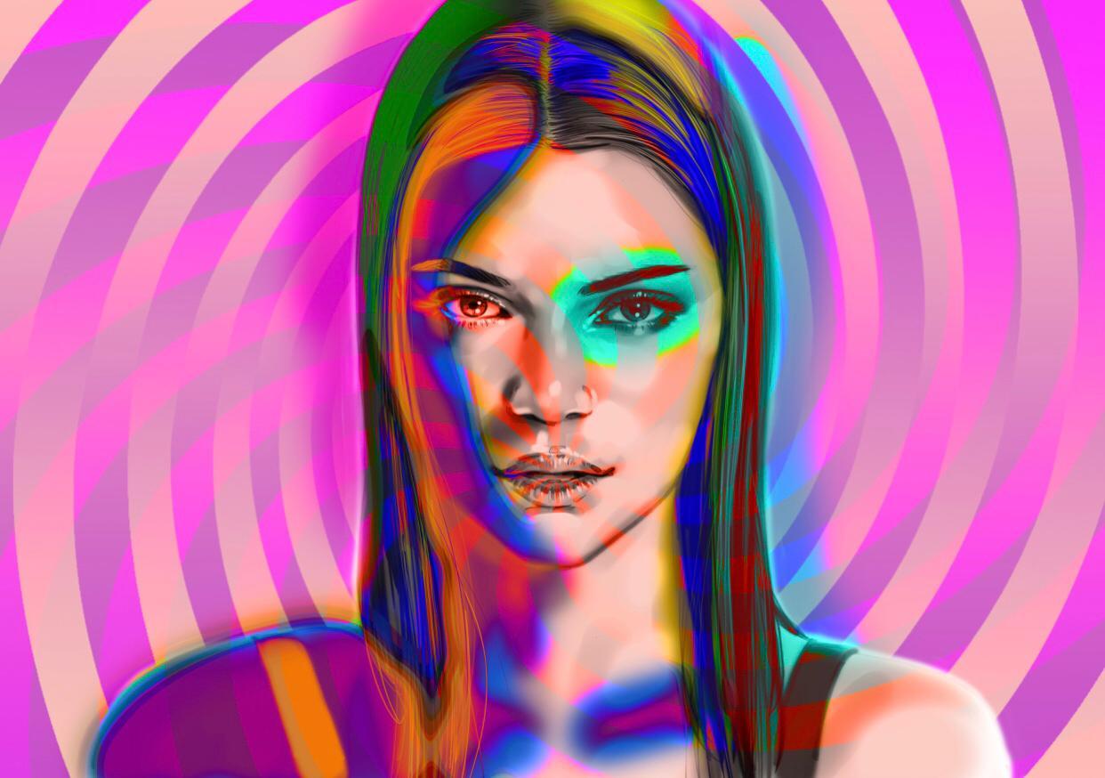 Kendall Jenner imited edition print of 10 art high profile personally signed  - Mixed Media Art by Metin Salih