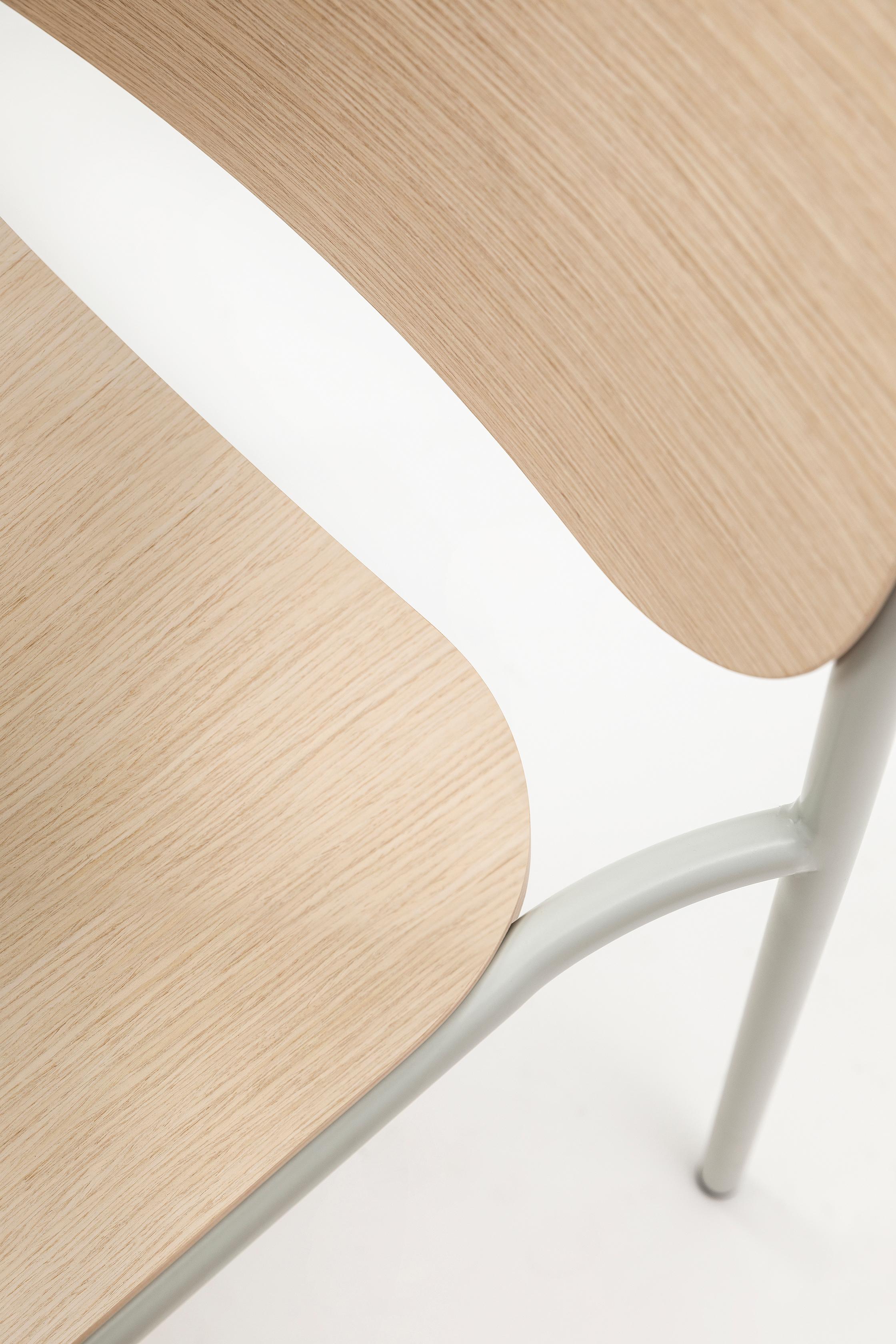 Contemporary Metis 175 Wood Chair, Metal, Colors, Contract, Bar, Restaurant, Design, Oak, Ash For Sale