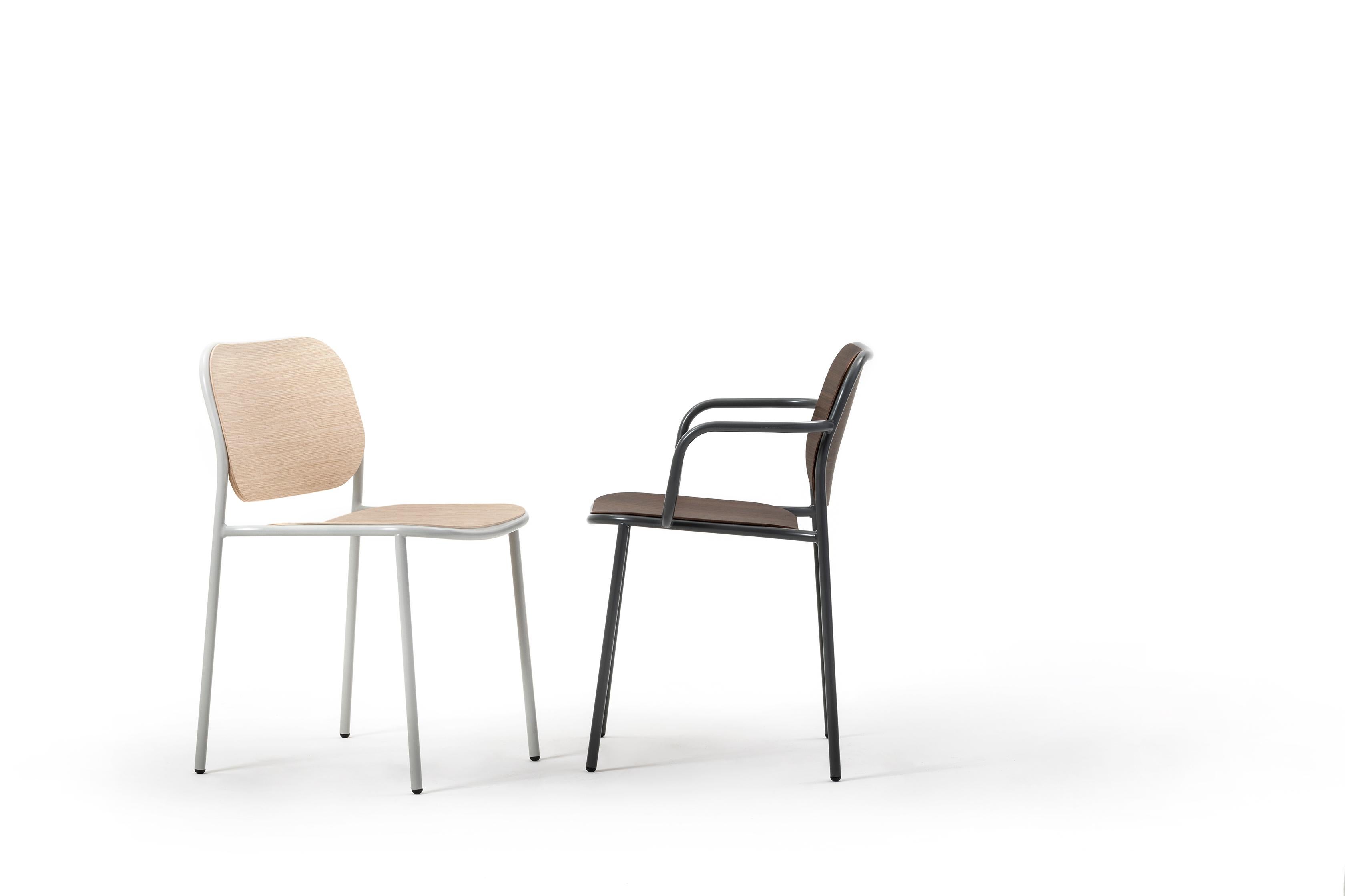 Modern Metis 176 Wood Chair, Metal, Colors, Contract, Bar, Restaurant, Design, Oak, Ash For Sale