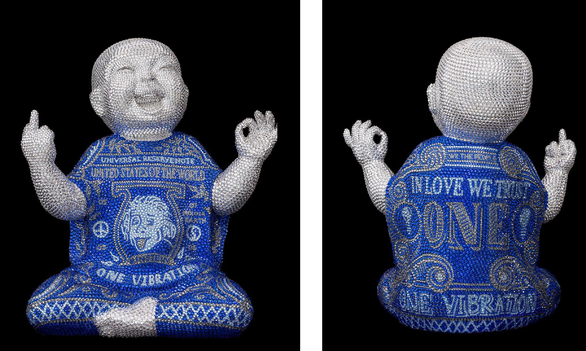 Metis Atash Figurative Sculpture - FUNKYBUDDHA large "ONE VIBRATION" feat. Einstein