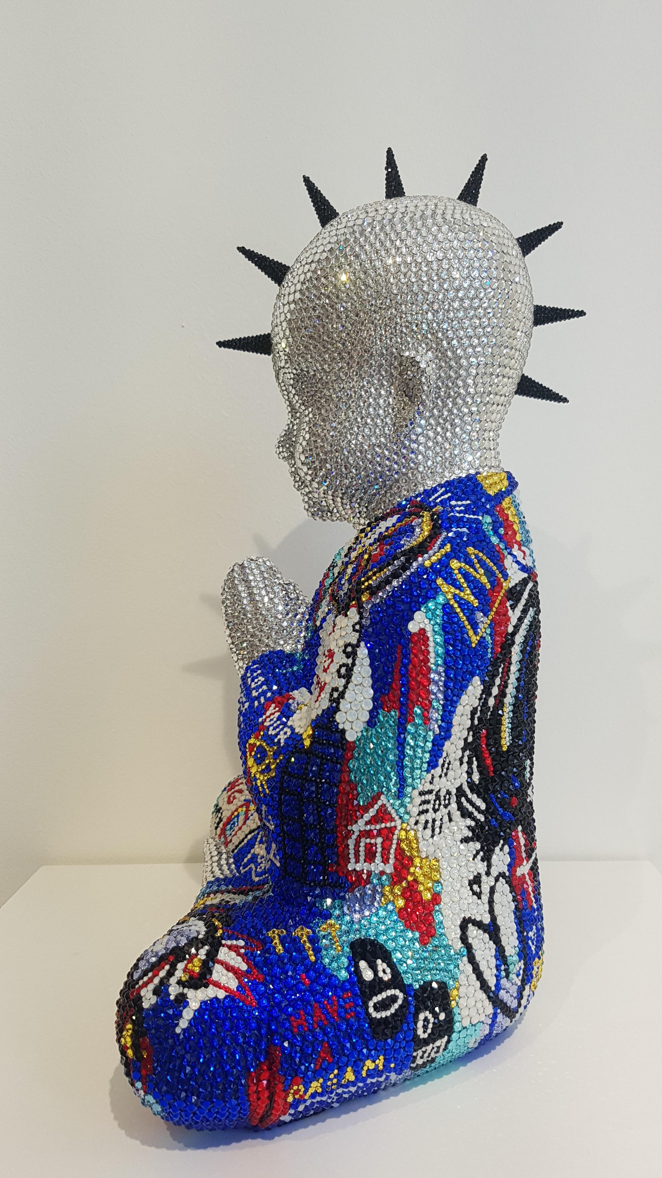 Punkbuddha L « Heaven knows » Basquiat - Contemporain Sculpture par Metis Atash