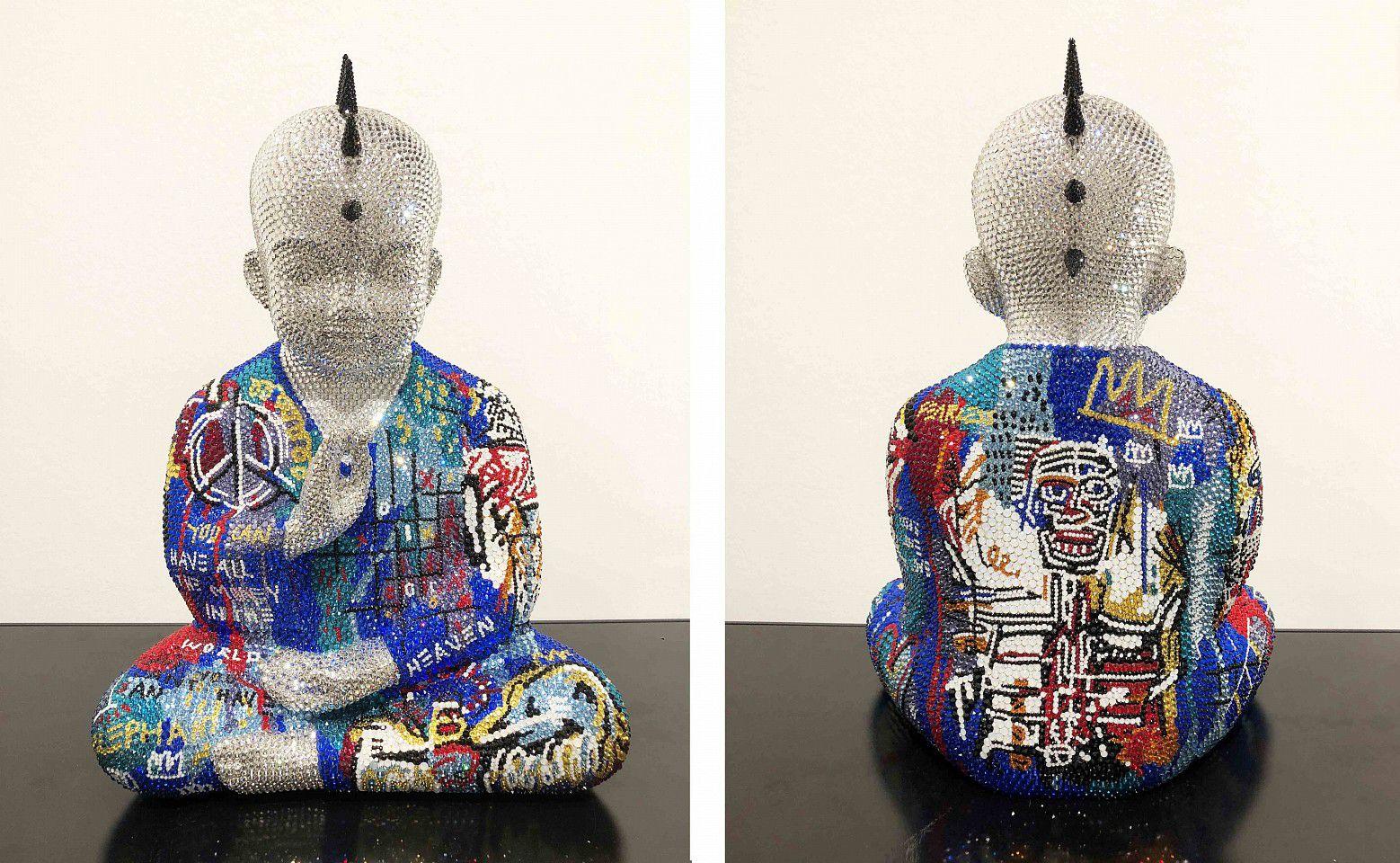 Metis Atash Figurative Sculpture - PUNKBUDDHA large "Crown Royal" feat. Basquiat