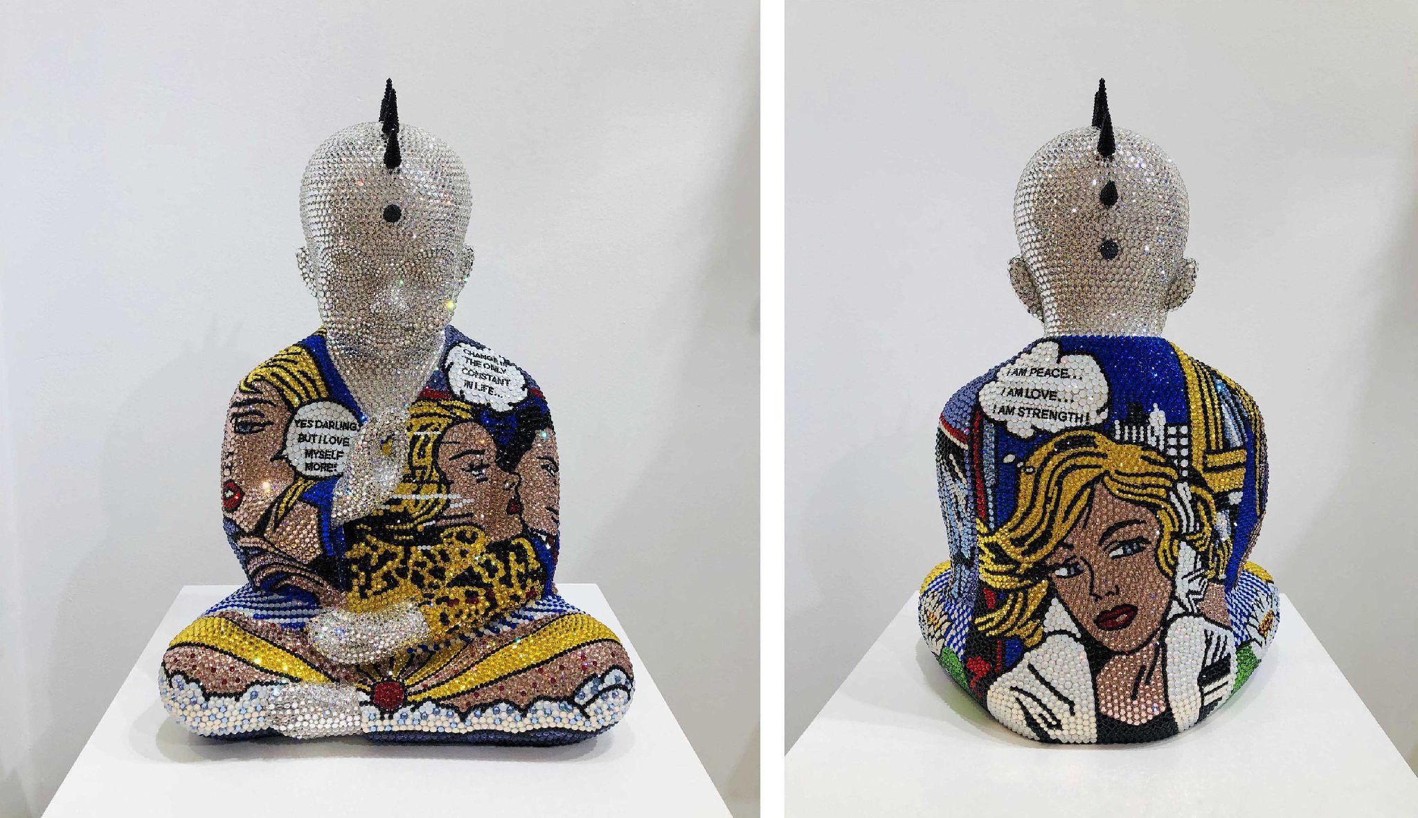 Metis Atash Figurative Sculpture - PUNKBUDDHA large "YES DARLING" feat. Lichtenstein