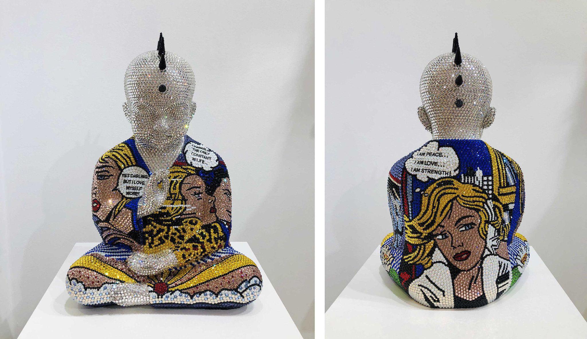 Metis Atash Figurative Sculpture - PUNKBUDDHA large "Yes Darling" feat Lichtenstein