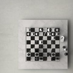 jeu d'échecs "Metis" en marbre blanc de Carrare et noir de Marquina