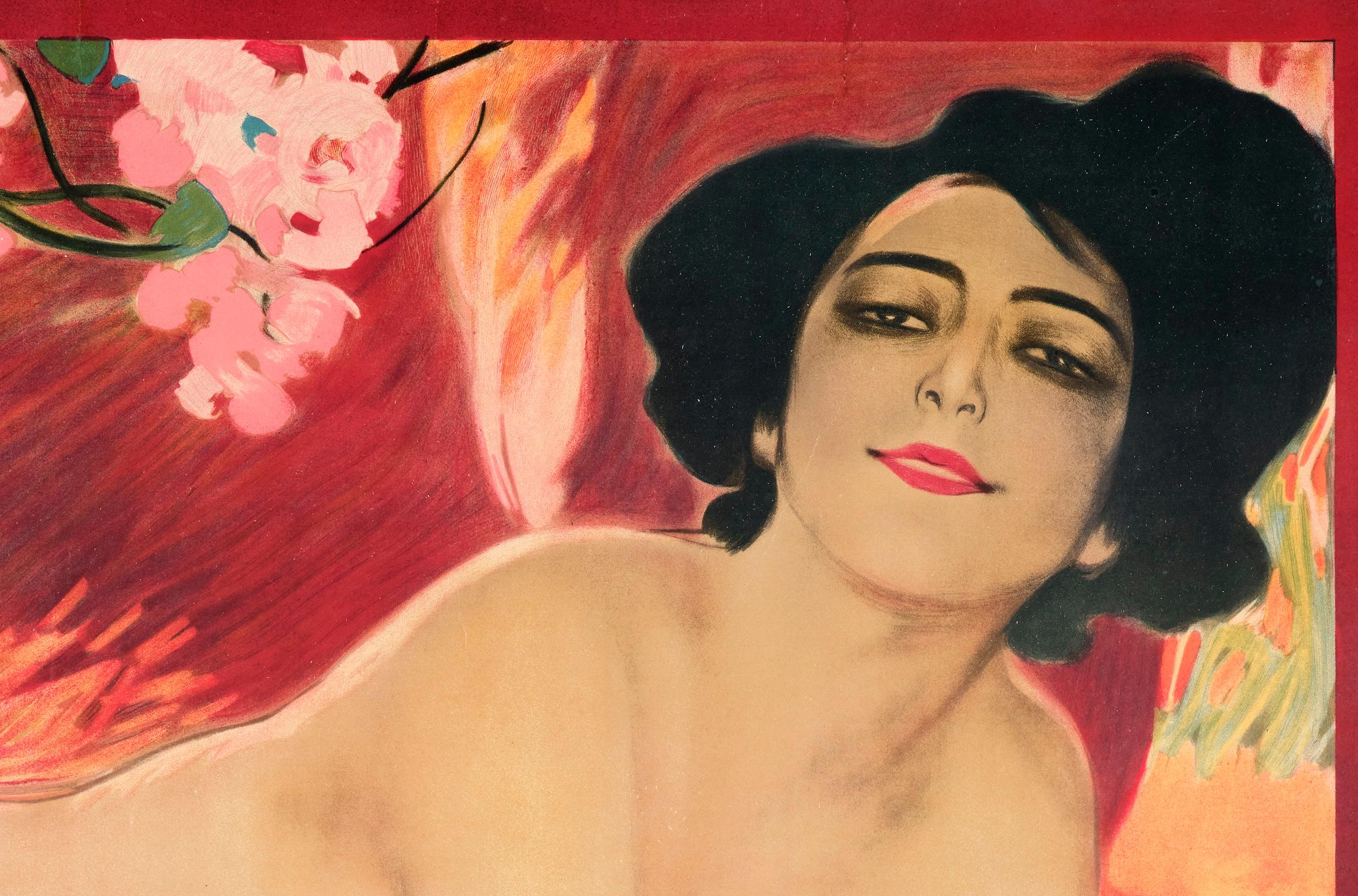 Metlicovitz, Original Art Nouveau Poster, Liane Fleurie Sauze Perfume Paris 1910 In Good Condition For Sale In SAINT-OUEN-SUR-SEINE, FR
