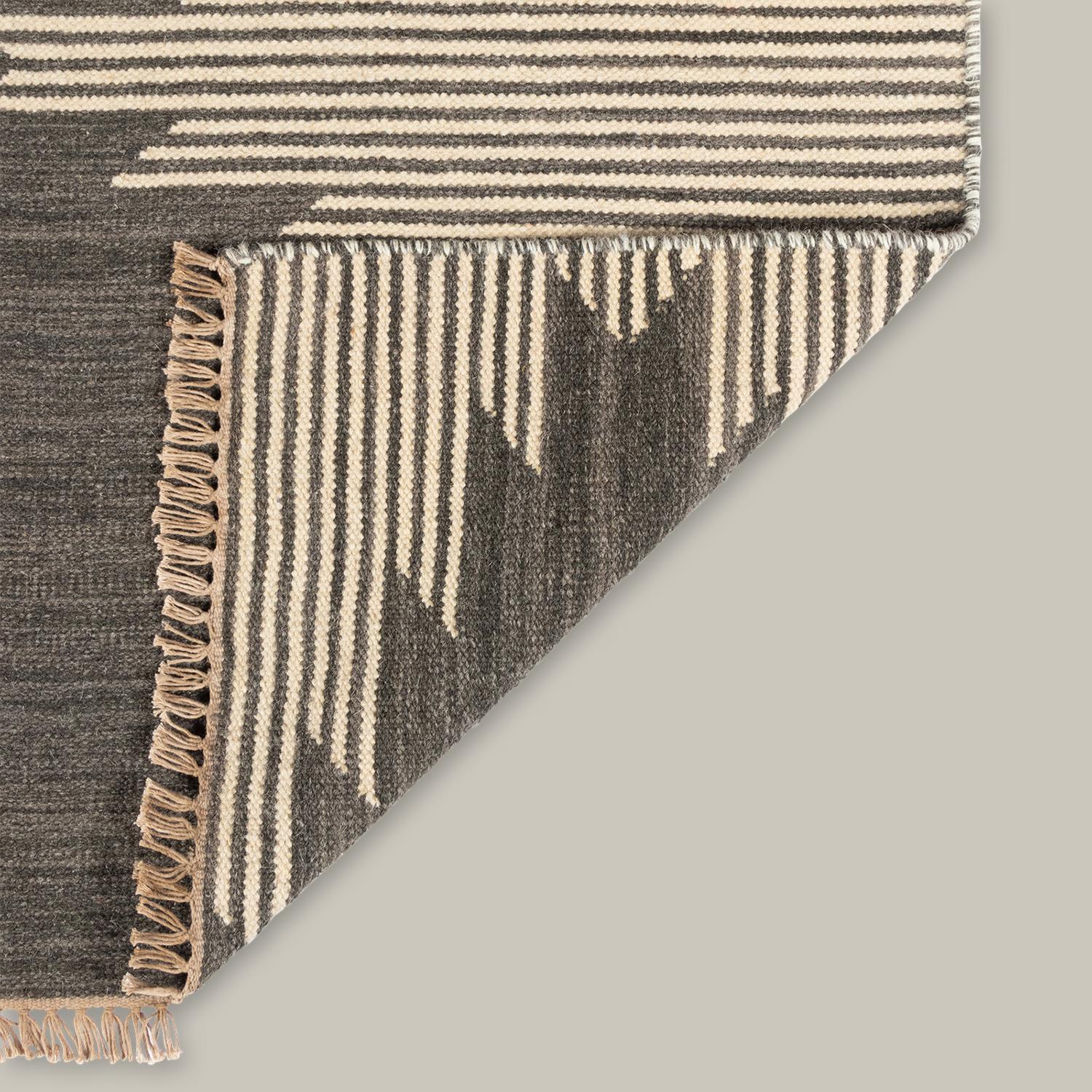 Hand-Woven “Metlili Missira” Bespoke, Handwoven Wool Rug 'Charcoal' by Christiane Lemieux For Sale