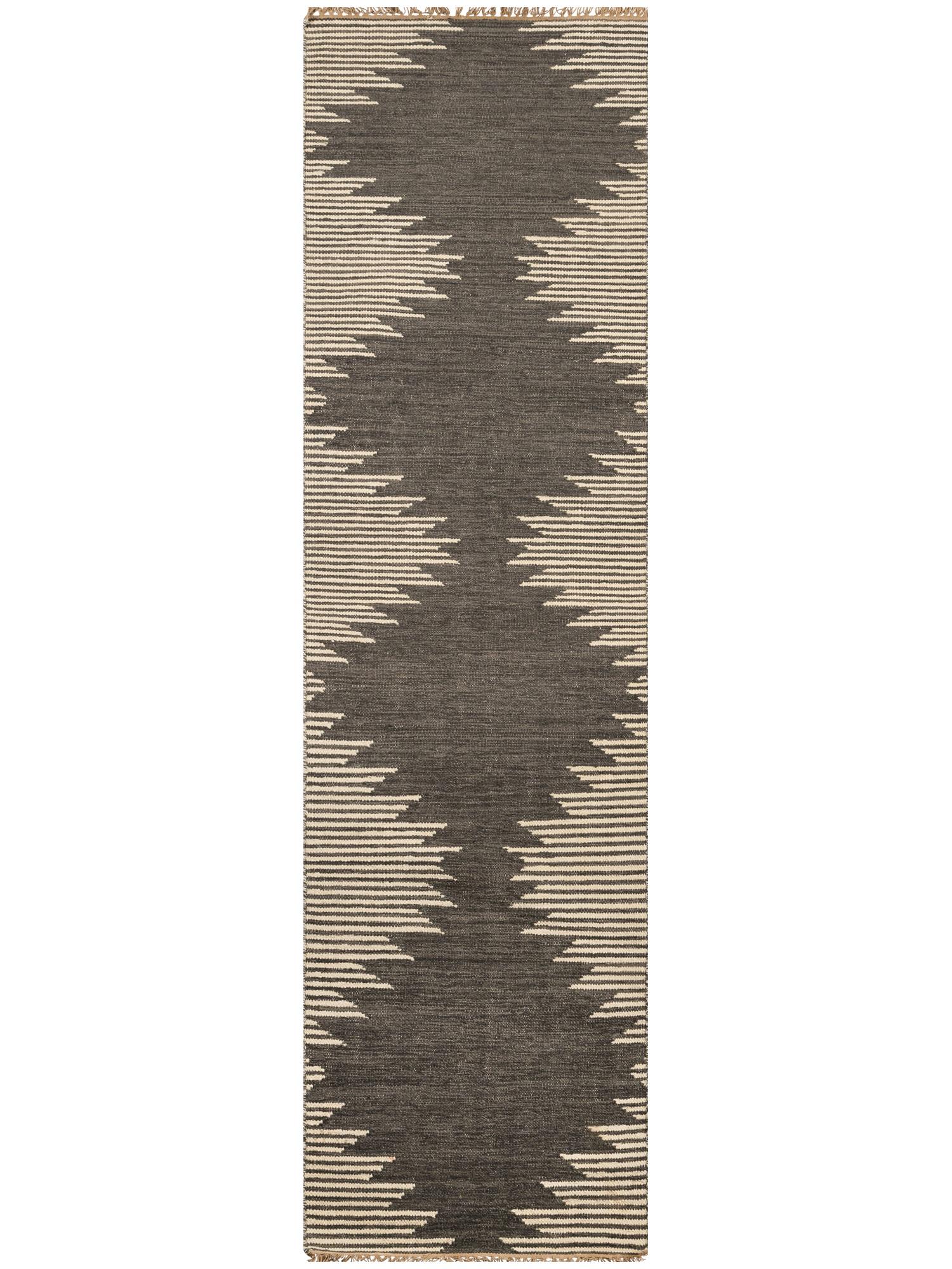 Contemporary “Metlili Missira” Bespoke, Handwoven Wool Rug 'Charcoal' by Christiane Lemieux For Sale