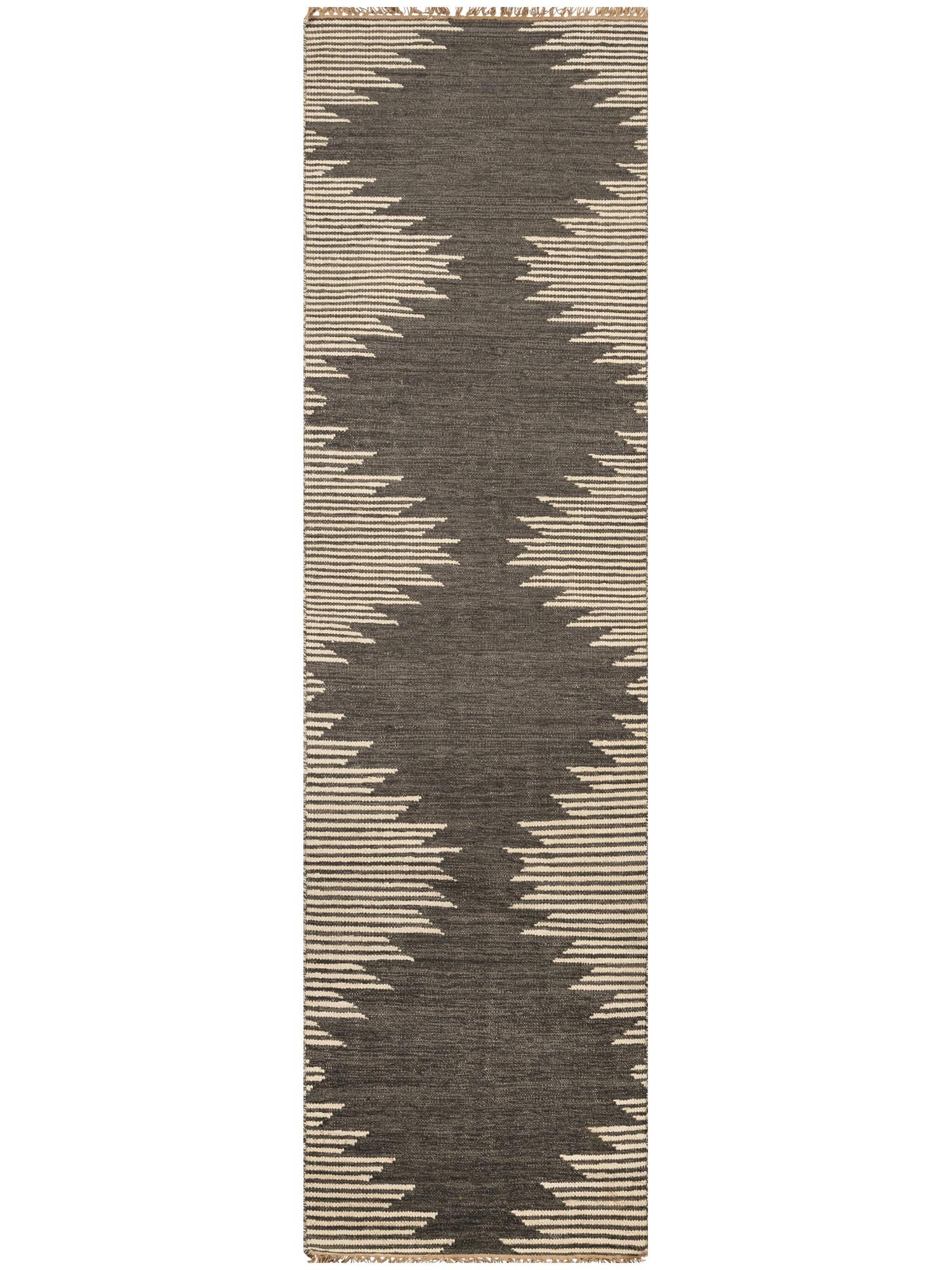 Contemporary “Metlili Missira” Bespoke, Handwoven Wool Rug 'Charcoal' by Christiane Lemieux