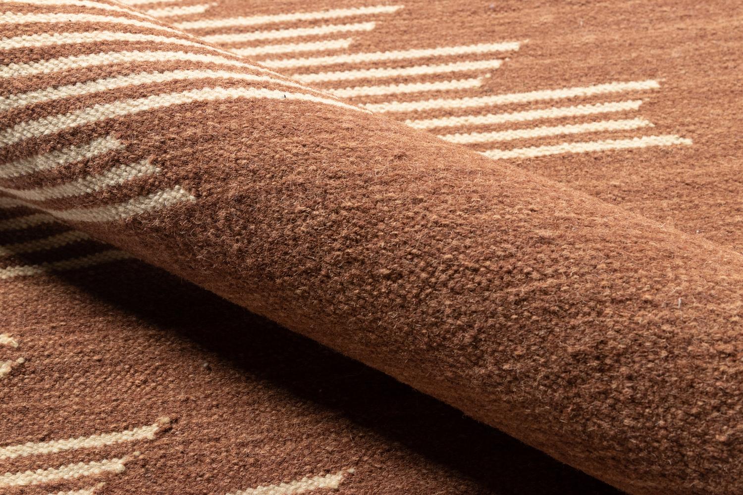Contemporary “Metlili Missira” Bespoke, Handwoven Wool Rug (Terracotta) by Christiane Lemieux For Sale