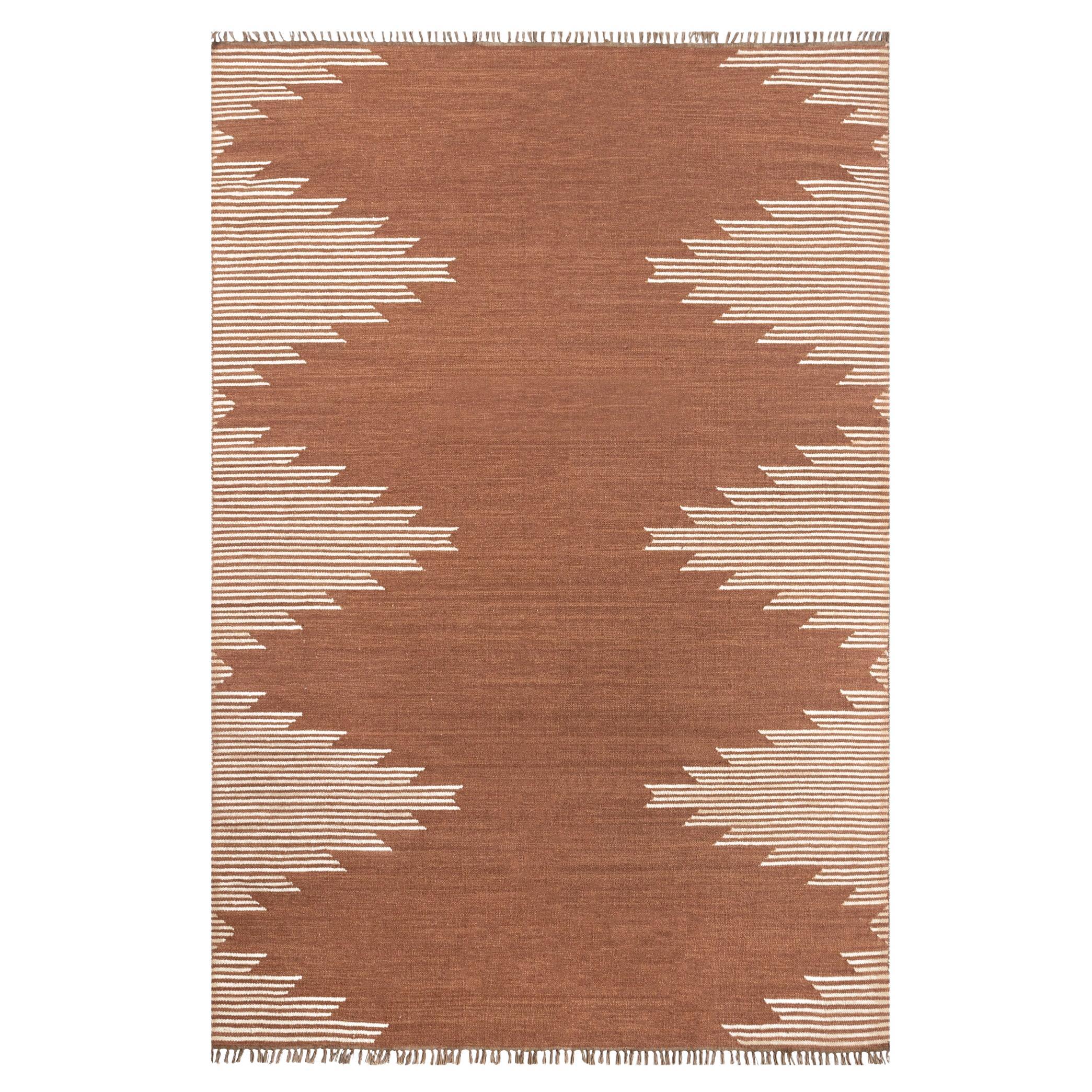 “Metlili Missira” Bespoke, Handwoven Wool Rug (Terracotta) by Christiane Lemieux For Sale