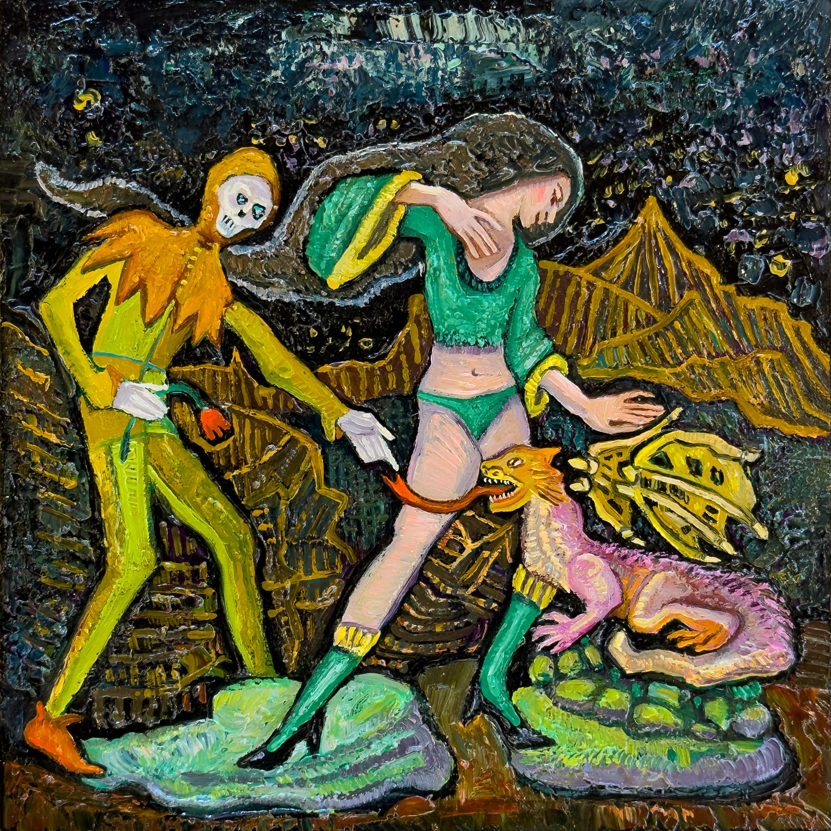 Metra Mitchell  Figurative Painting - Trickster Engery