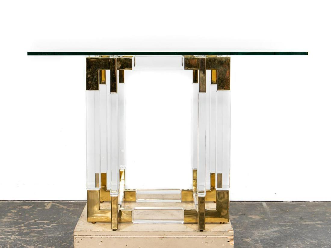 Mid-Century Modern Metric Dining Table in Lucite and Brass by Charles Hollis Jones For Sale