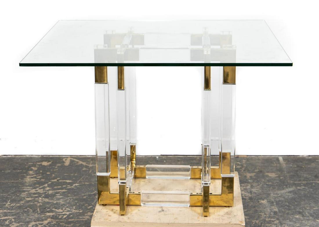 American Metric Dining Table in Lucite and Brass by Charles Hollis Jones For Sale