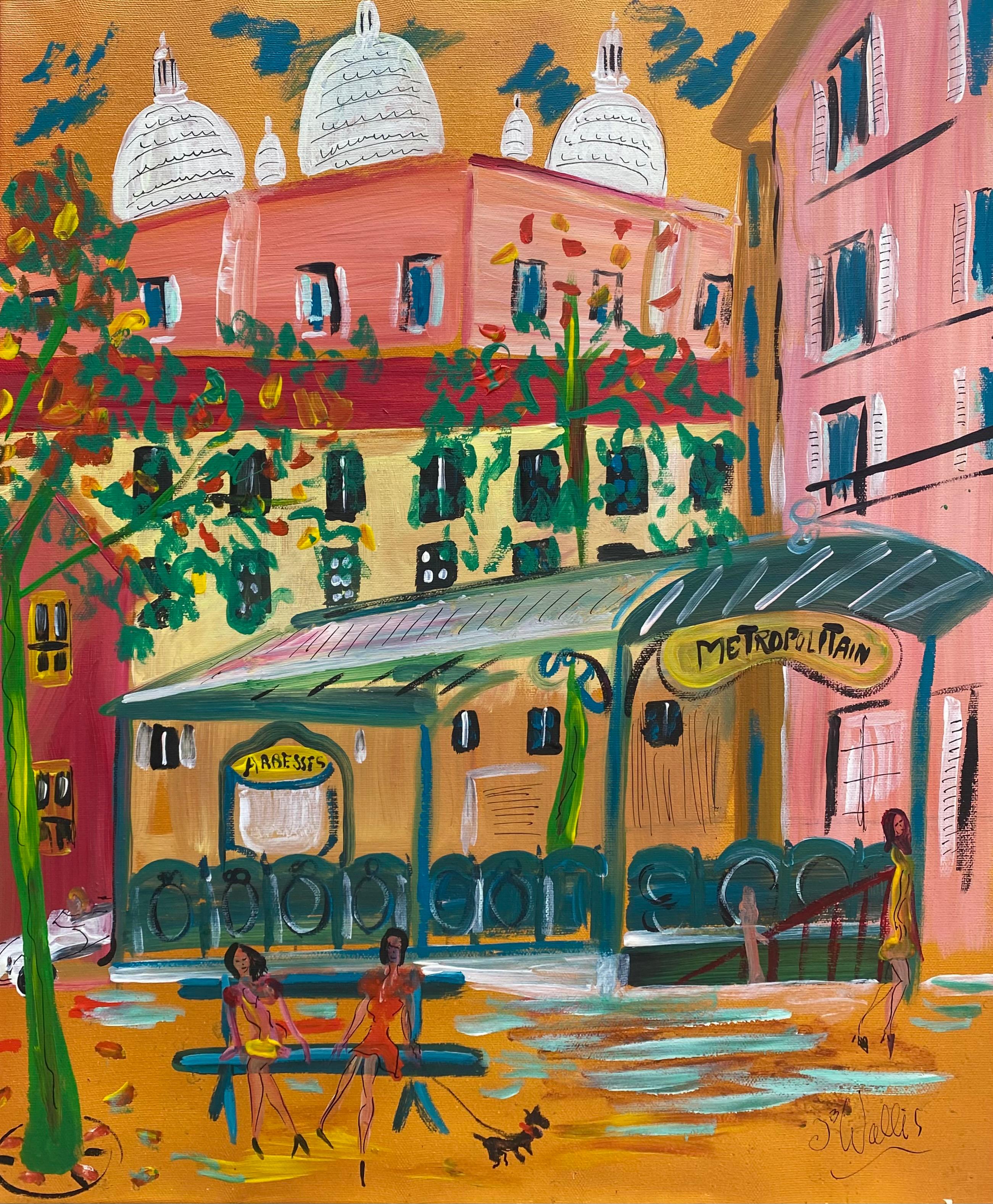 Métro Abbesses, Jean Wallis 2005 Acrylic on Canvas  In Good Condition For Sale In Saint ouen, FR
