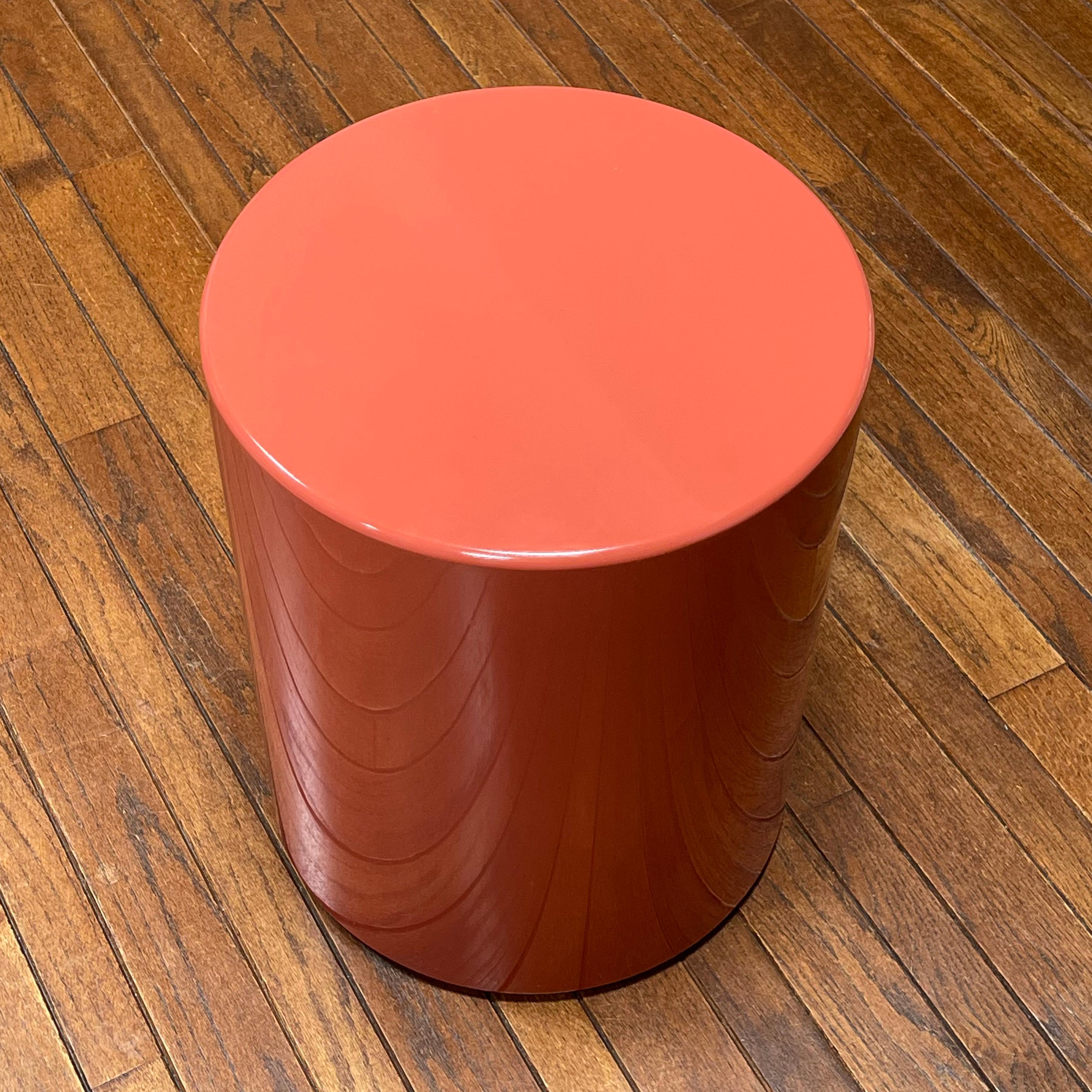 Modern Metro Cylindrical Side Table/ Pedestal Desert Red For Sale