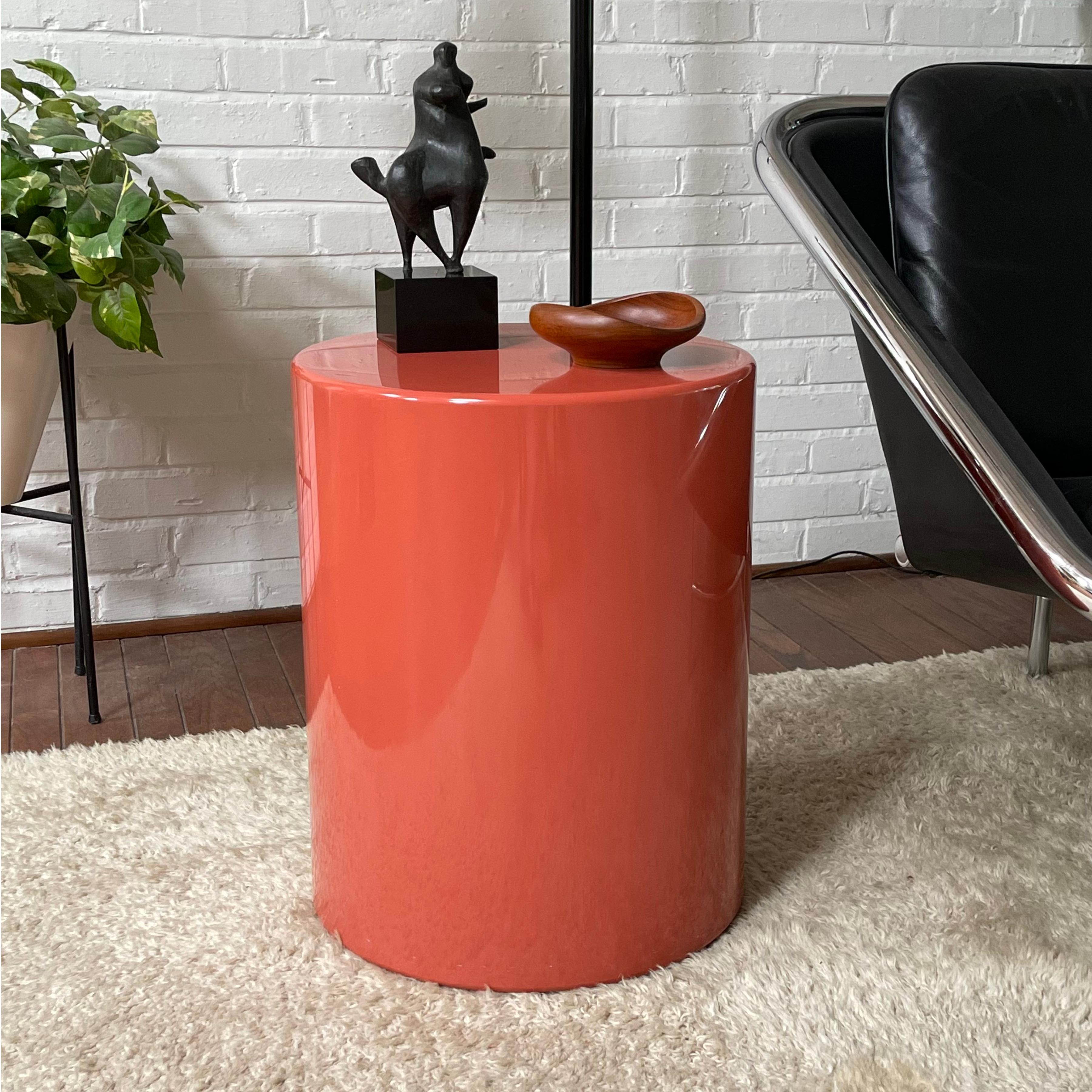 Metro Cylindrical Side Table/ Pedestal Desert Red In Good Condition For Sale In Highland, IN