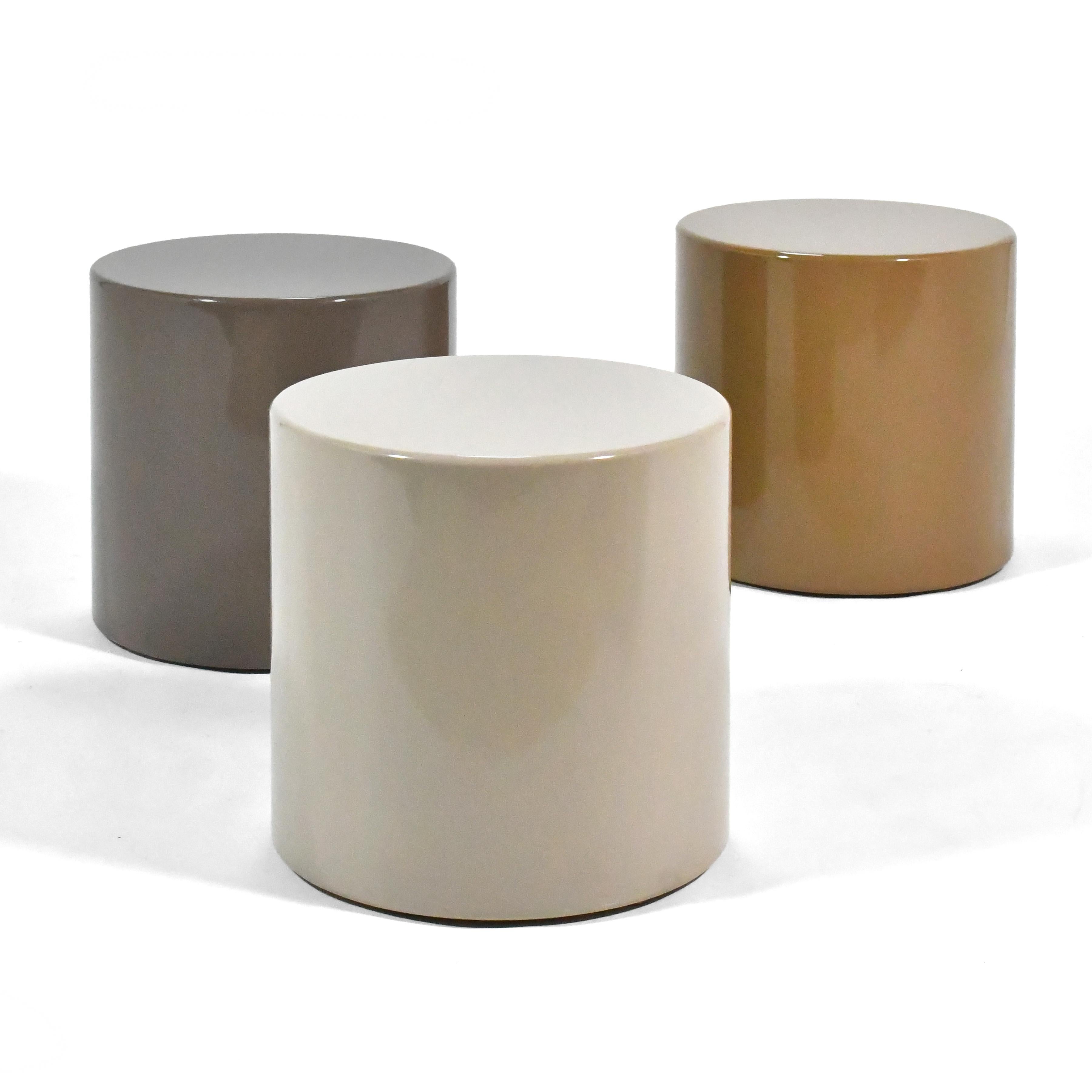 American Metro Cylindrical Tables Set of Three For Sale