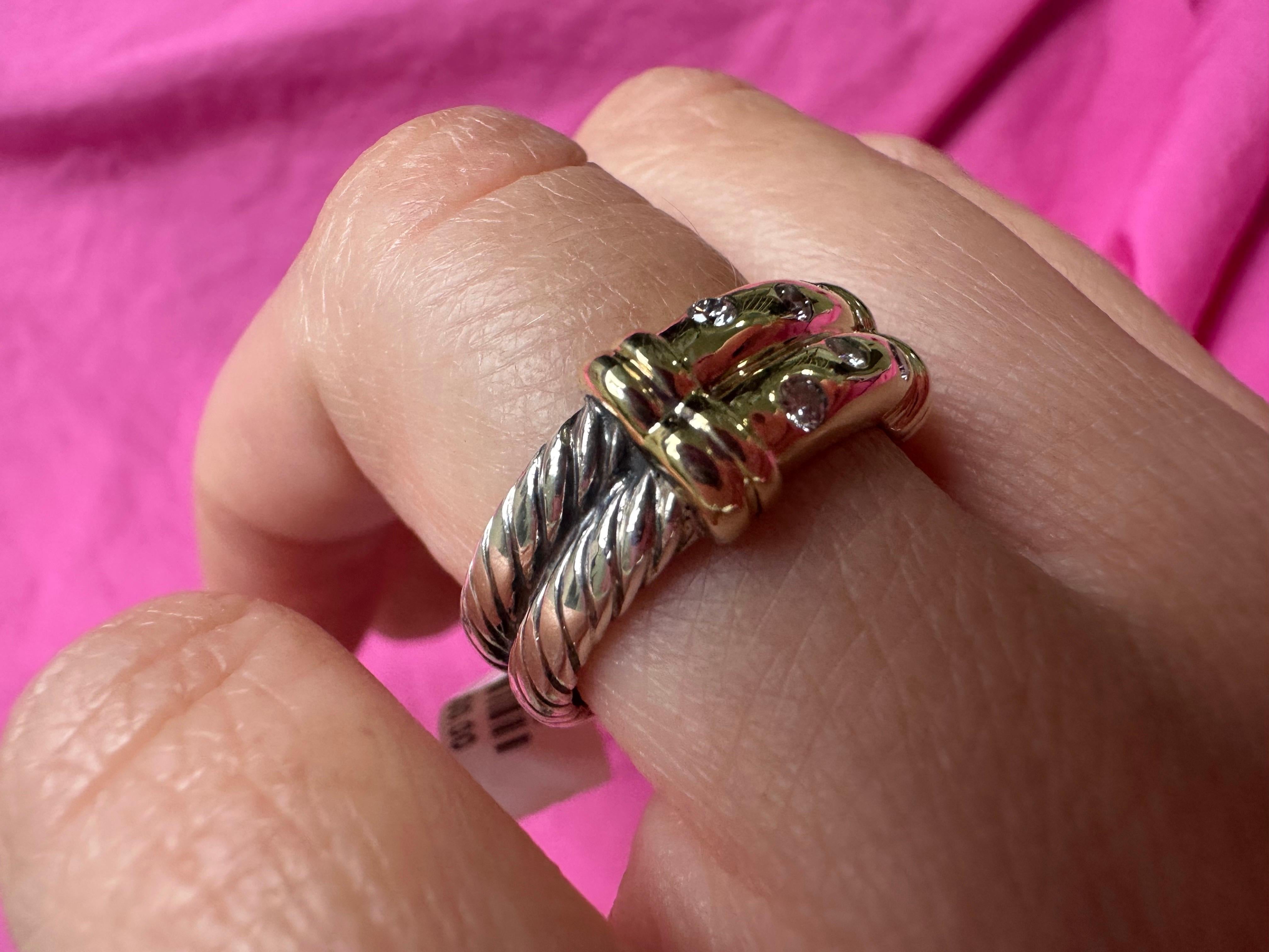 Metro Diamond Cable Band David Yurman diamond ring In Excellent Condition In Jupiter, FL