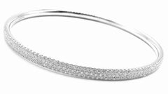 Metro Full Diamond Three Row White Gold Slip On Bangle Bracelet