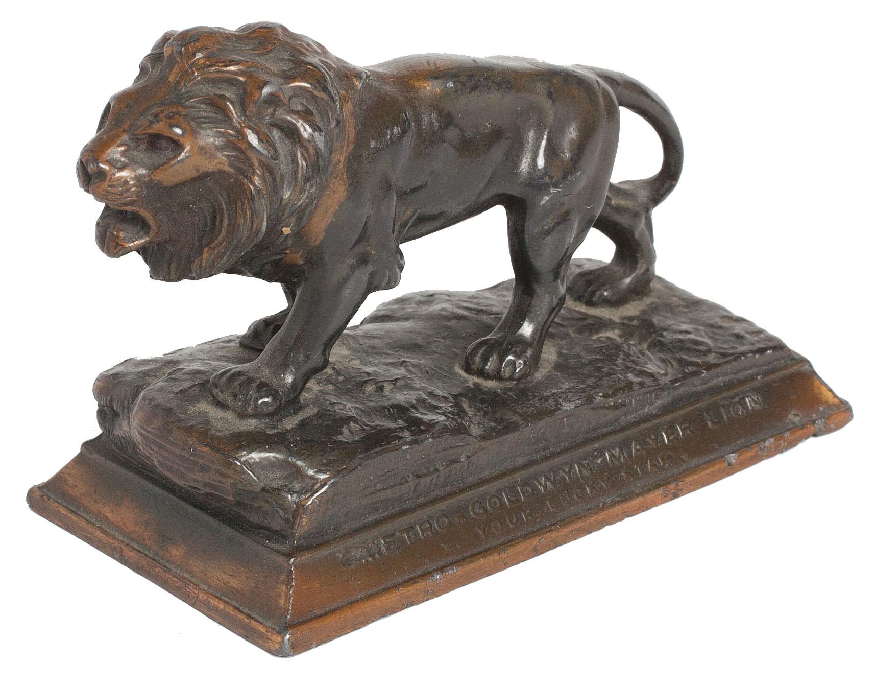 Metro Goldwyn Meyer MGM Studios Solid metal ash tray Lion face Antique Style f/g 