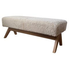 Metropole 4' Backless Bench in Shearling by MONC XIII