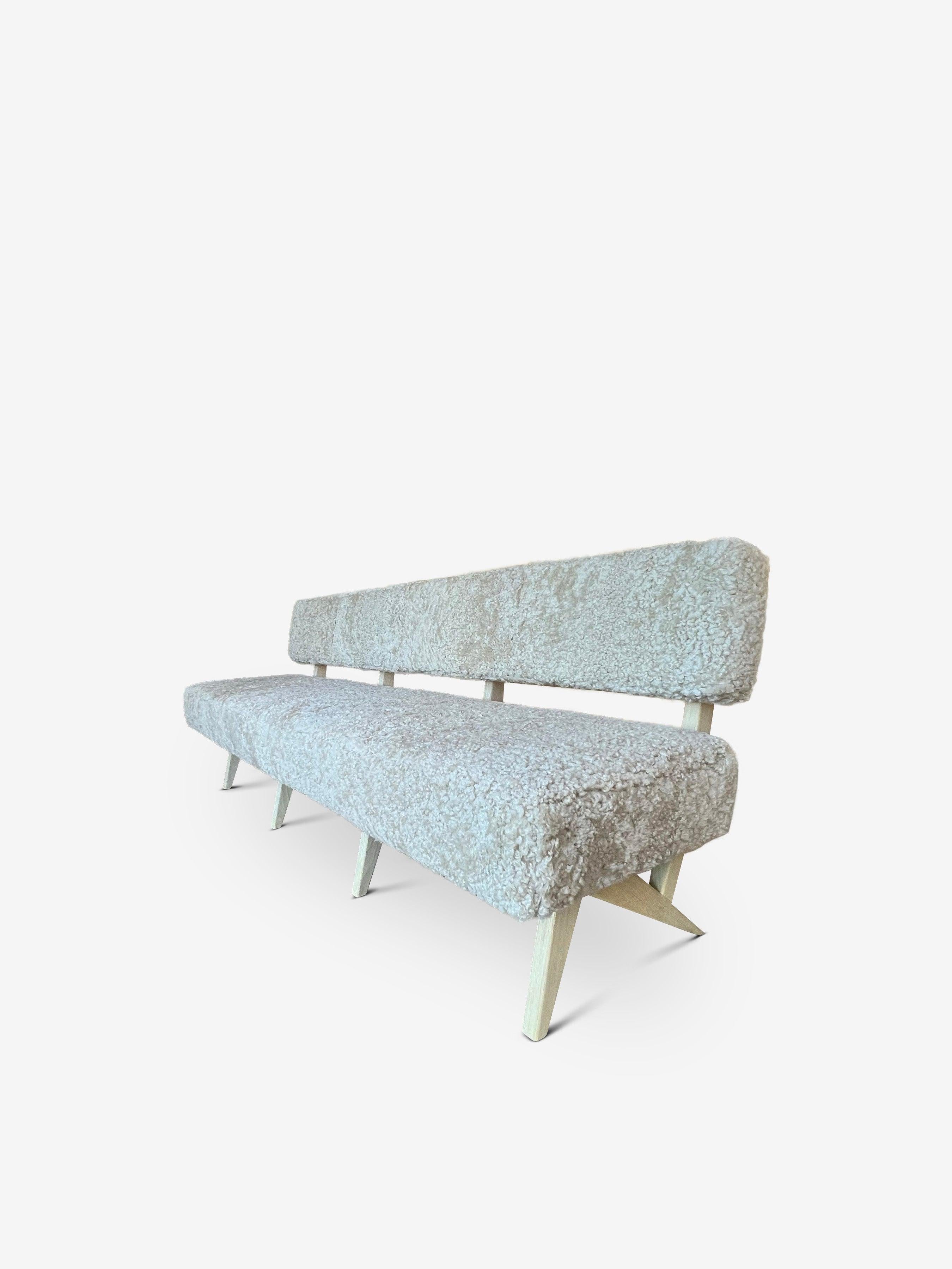 Metropole 7' Bench with Shearling by MONC XIII For Sale 2