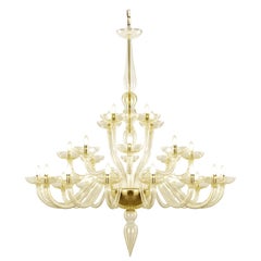 Italian Chandelier 28 arms, 3 levels, blown gold Murano Glass by Multiforme
