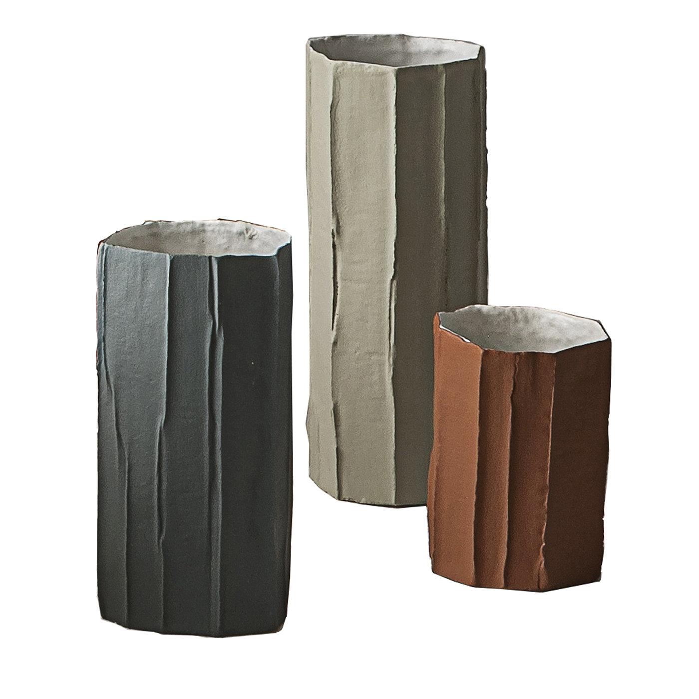 Metropoli Set di 3 vasi mono multicolore 1