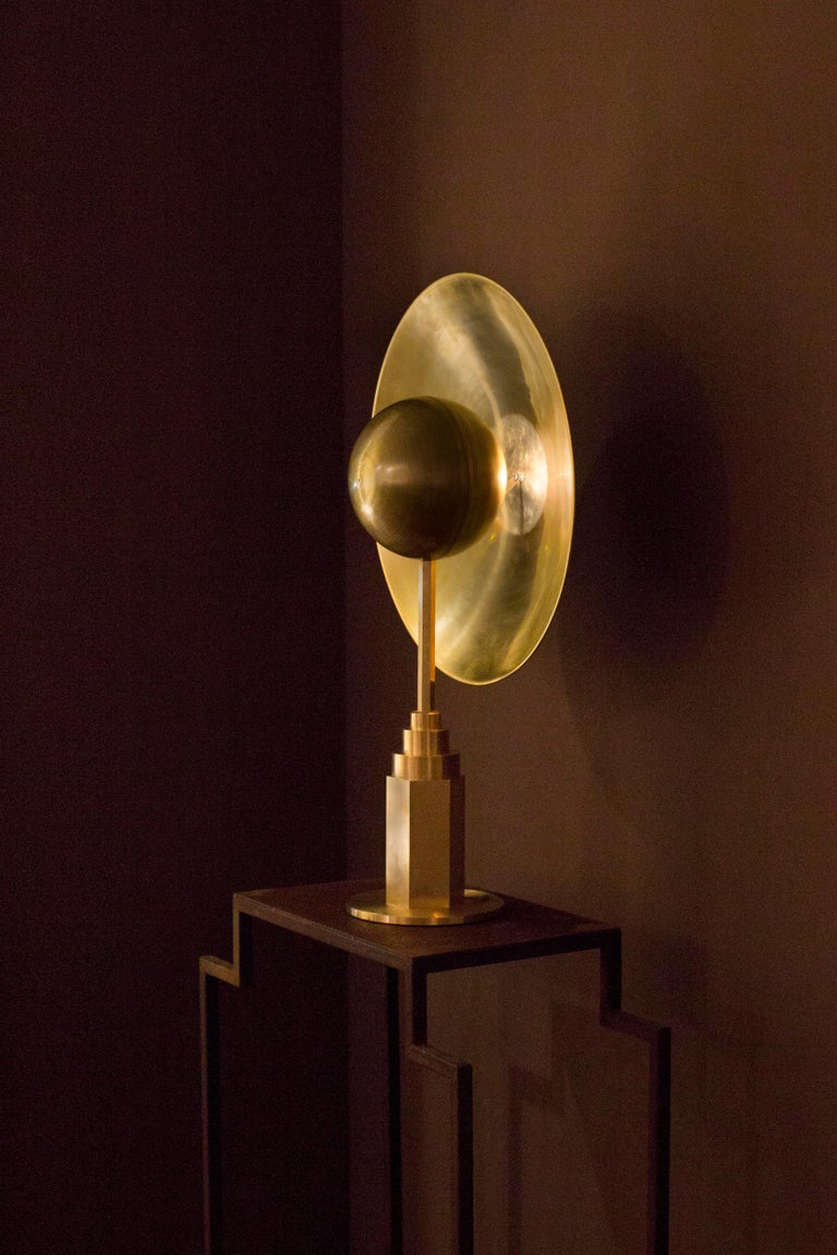 Post-Modern Metropolis Brass Table Lamp by Jan Garncarek For Sale