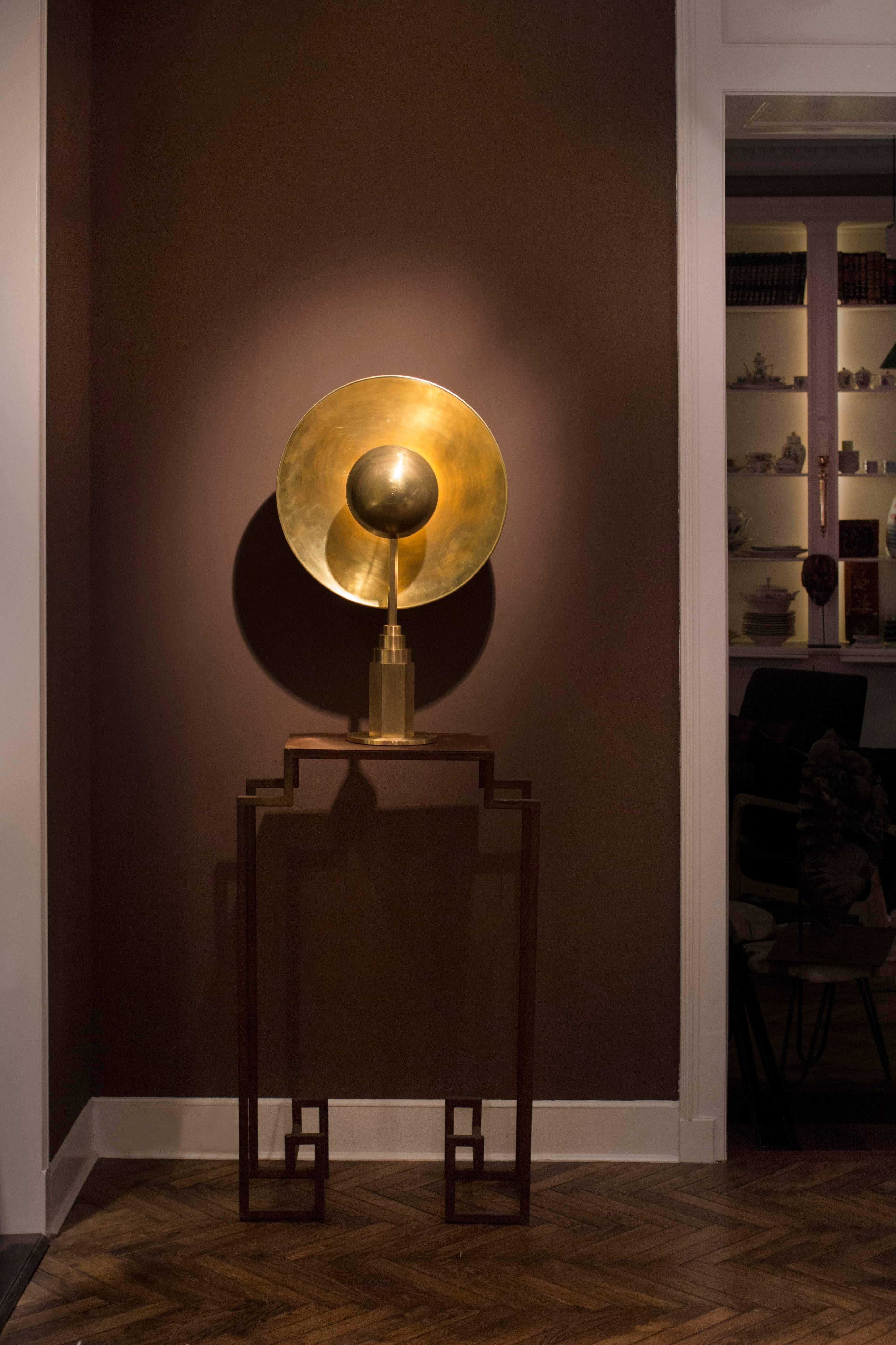 German Metropolis Brass Table Lamp by Jan Garncarek