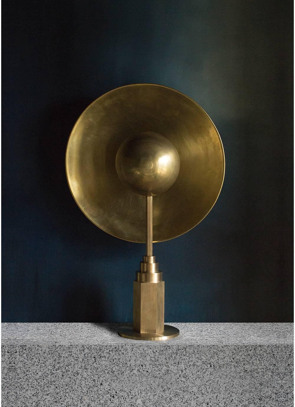 Metropolis Brass Table Lamp, Jan Garncarek In New Condition In Geneve, CH