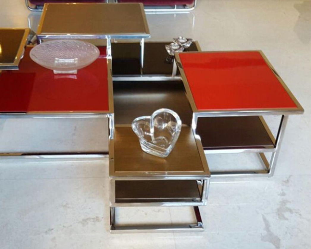 Contemporary Metropolis, Coffee Table with Tops and Shelves of Different Heights For Sale