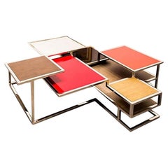 Metropolis, Coffee Table with Tops and Shelves of Different Heights