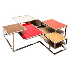 Metropolis, Coffee Table with Tops and Shelves of Different Heights