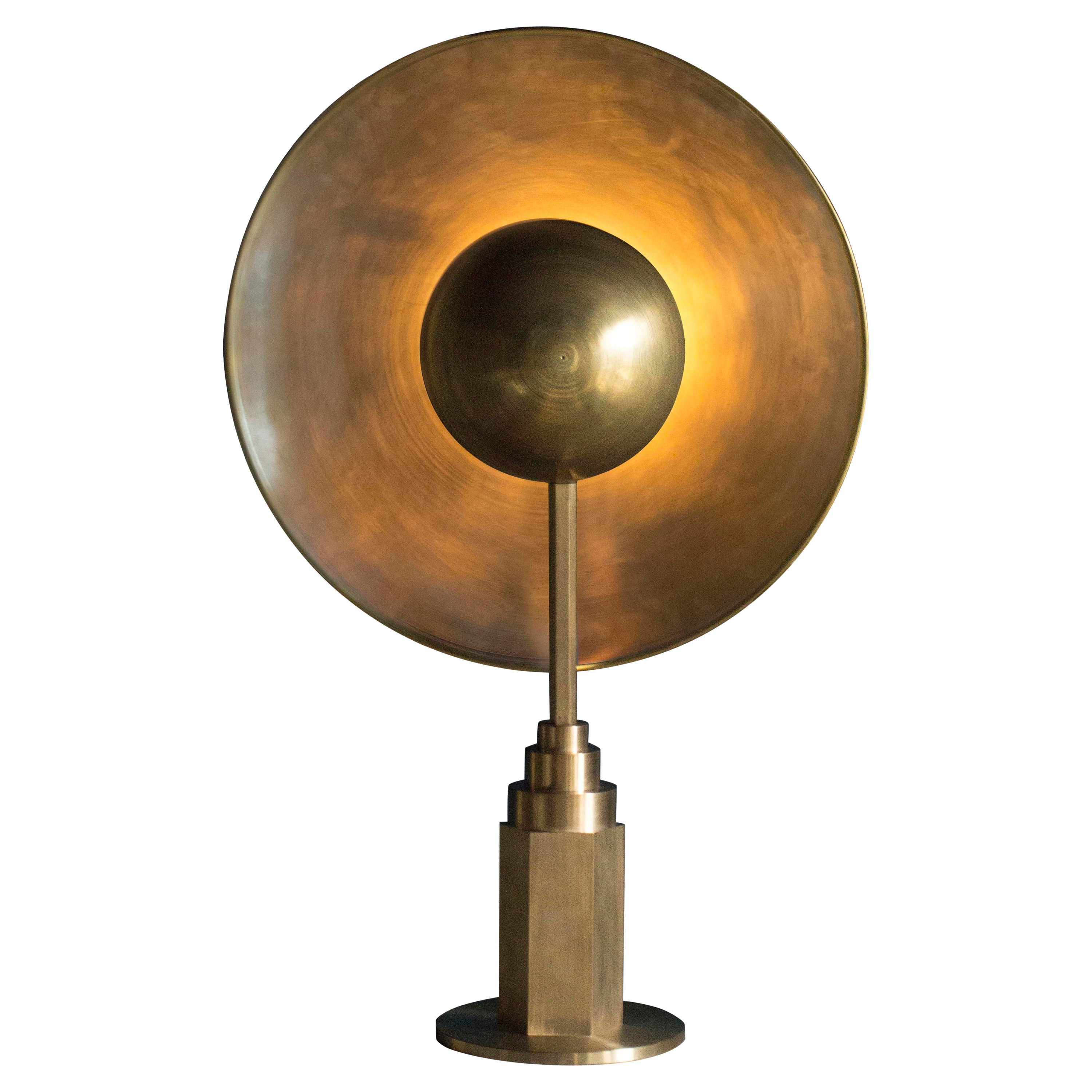 Metropolis Contemporary Sculptural Brass Table Lamp by Jan Garncarek