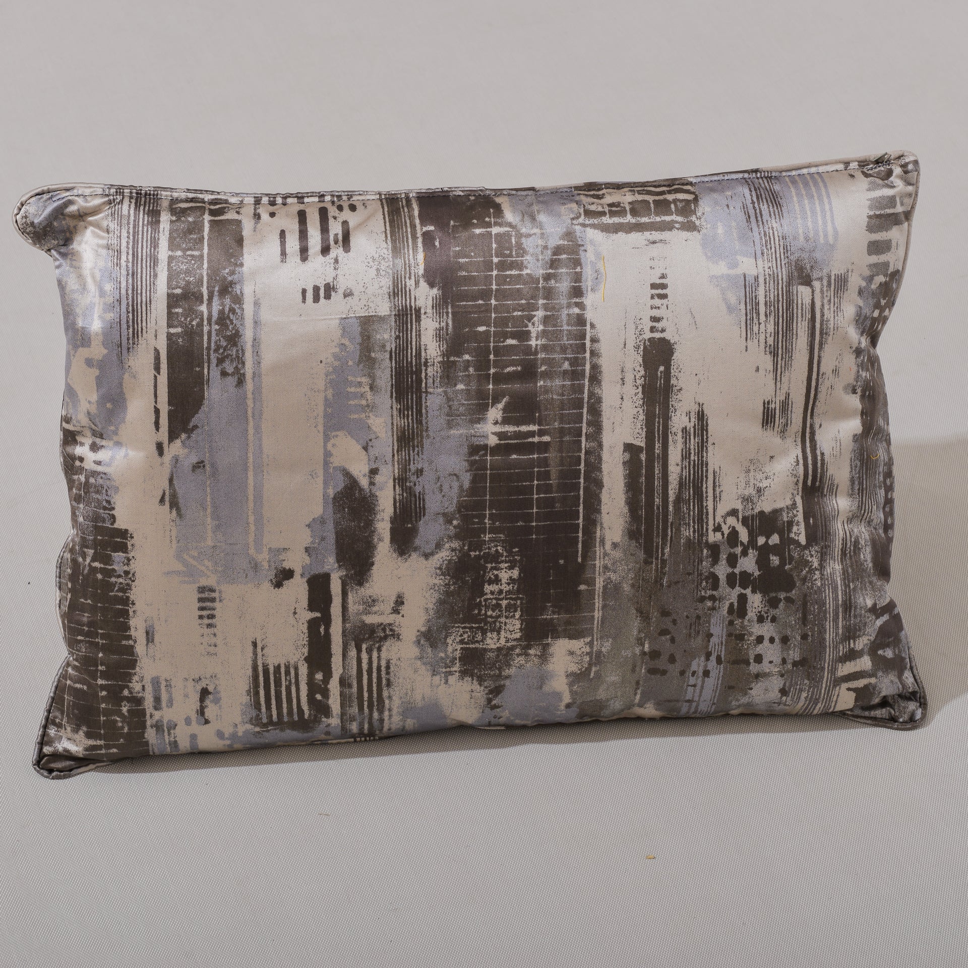 Shade grey satin cushion named METROPOLIS by TIMNEY FOWLER - Unusual for a N Y home..