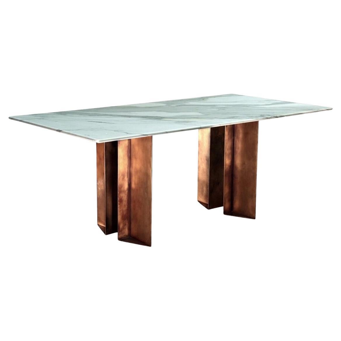 Metropolis Marble and Brass Dining Table by Lind and Almond for Novocastrian