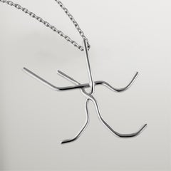 Metropolis Minimalist Rhodium-Plate Contemporary Pendant on .925 Gilding Silver